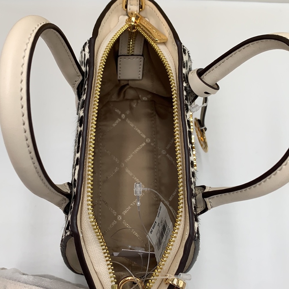 Avril Extra-Small Cheetah Print Calf Hair and Leather Satchel Light Cream multi - Picture 15 of 16